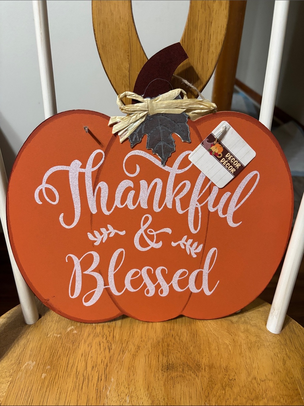 Thankful & Blessed Orange Pumpkin Wall Decor